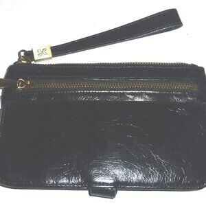 Hobo Roam Leather Wristlet Clutch Wallet Black 7.5"(L) x 5"(H) HAS TEAR READ